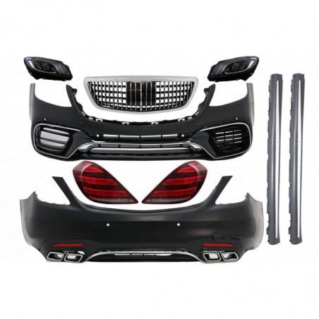 Carbonteile Tuning Bodykit Stoßstangen Umbau Set mit Scheinwerfer + Rückleuchten für Mercedes S-Klasse W222 Vorfacelift (2013...