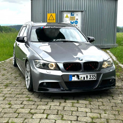 Carbonteile Tuning 1763 - Frontlippe Spoiler Schwert schwarz glänzend passend für BMW 3er E90 E91 LCI mit MPaket