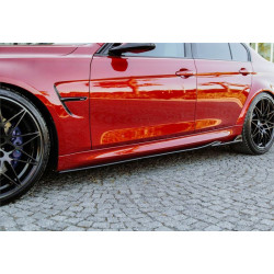 Pièces en carbone Tuning Seitenschweller Ansatz Side Skirt Extension ABS Glanz Schwarz V2 für BMW M3 F80