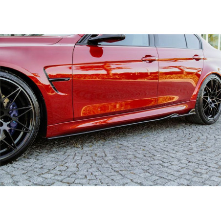 Pièces en carbone Tuning Seitenschweller Ansatz Side Skirt Extension ABS Glanz Schwarz V2 für BMW M3 F80