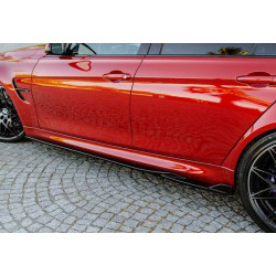 Pièces en carbone Tuning Seitenschweller Ansatz Side Skirt Extension ABS Glanz Schwarz V2 für BMW M3 F80