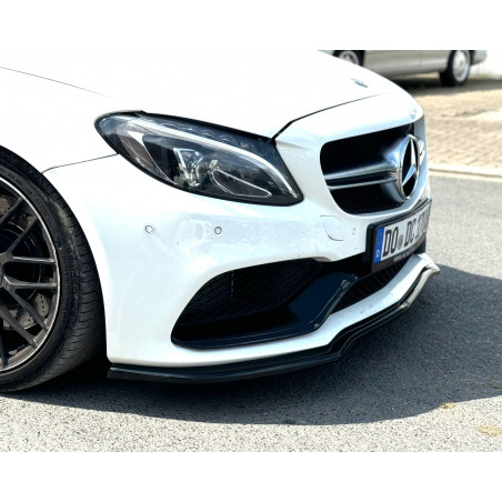 Carbonteile Tuning 1734 - Frontlippe Spoiler Schwert schwarz glänzend passend für Mercedes-Benz C63S C63 AMG W205 C205 A205 S205