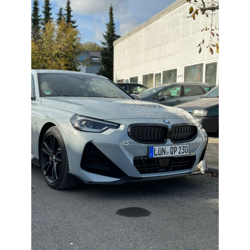 Pièces en carbone Tuning 1958 - Frontlippe Spoiler Schwert Performance ABS schwarz glänzend passend für BMW 2er G42 + M240i m...