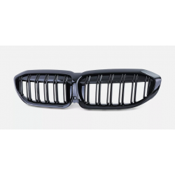 Carbonteile Tuning Nieren Grill Doppelsteg Schwarz Glanz ABS passend für BMW 3er G20 G21 Vorfacelift - 2895