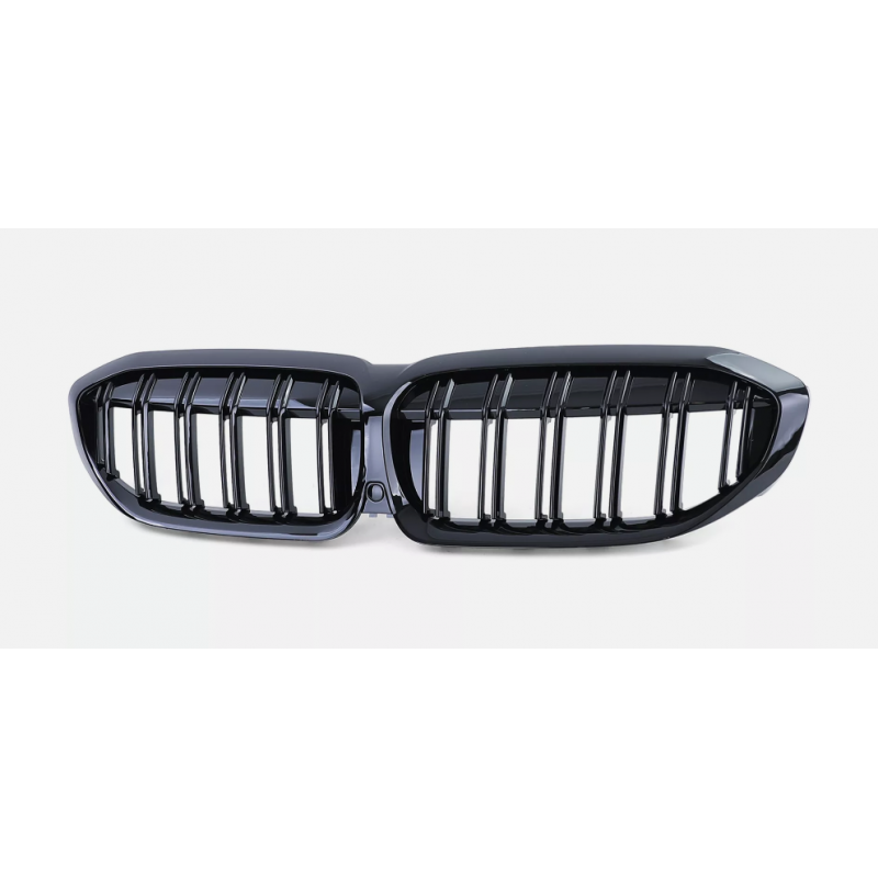 Carbonteile Tuning Nieren Grill Doppelsteg Schwarz Glanz ABS passend für BMW 3er G20 G21 Vorfacelift - 2895