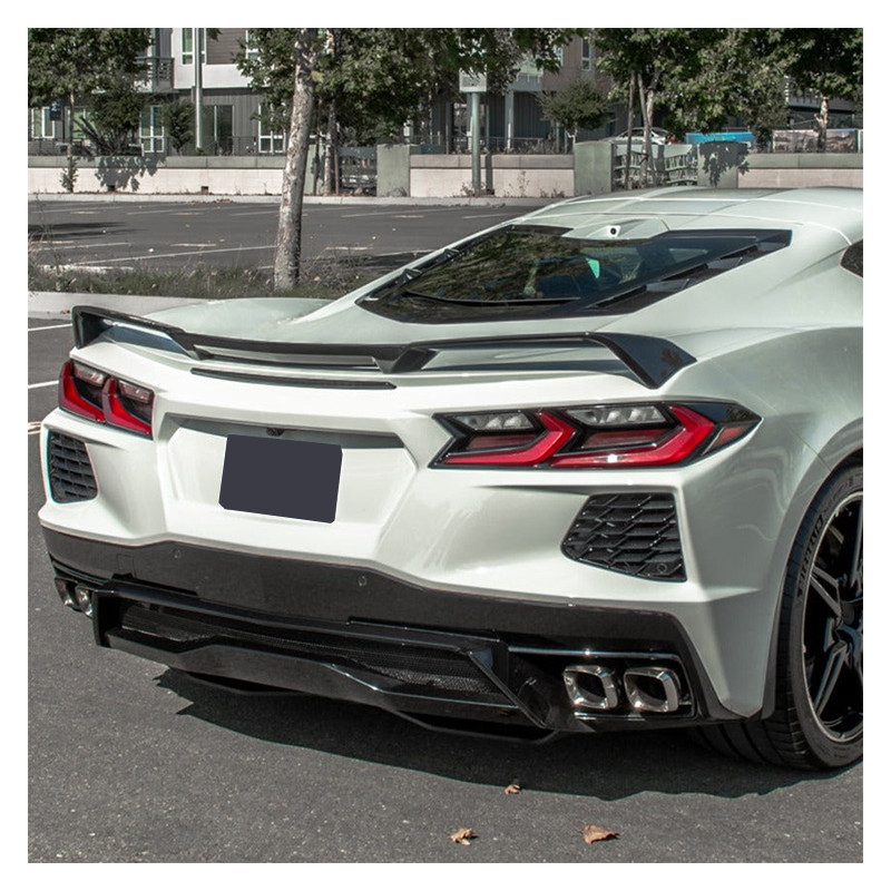 Pièces en carbone Tuning Heckspoiler Spoiler Race Flügel V2 ABS Glanz für Chevrolet Corvette C8 - 2861