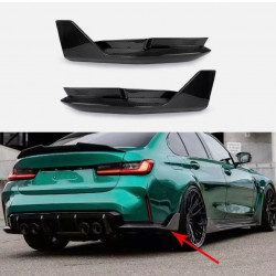 Carbonparts Tuning Hecksplitter Heckansatz Flaps Diffusor seitlich ABS schwarz glänzend passend für BMW M3 G80 Limousine G81 ...