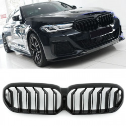 Carbonteile Tuning 2422 - Nieren Grill Doppelsteg Schwarz Glanz ABS passend für BMW 5er G30 G31 LCI