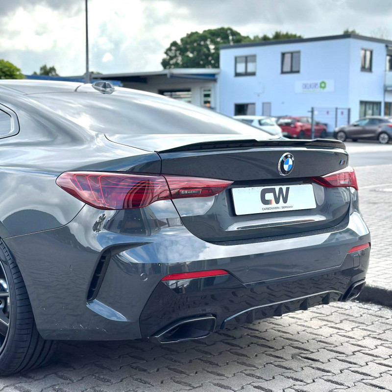Carbonteile Tuning 2438 - Heckspoiler Lippe Spoiler Highkick schwarz glänzend passend für BMW 4er G22 Coupe