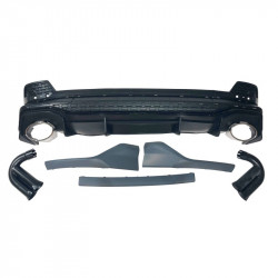 Carbonteile Tuning Bodykit Stoßstange Vorne mit Diffusor ABS + Auspuffblenden passend für Audi Q3 F3 2020+ Sportback 2.0 mit ...