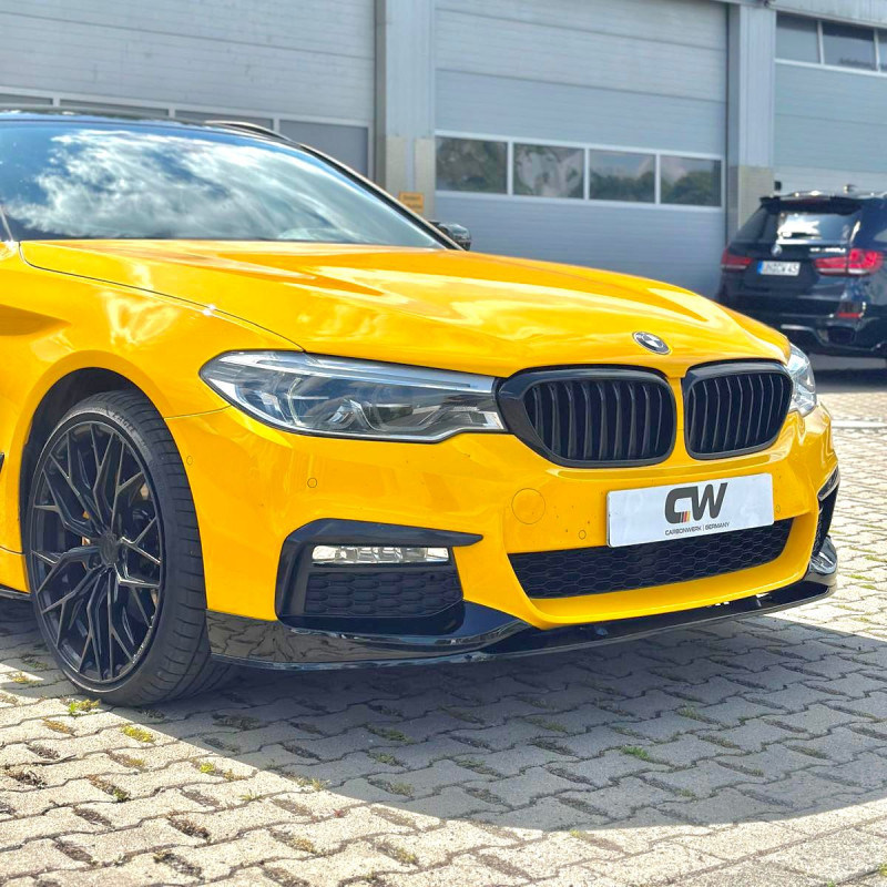 Carbonteile Tuning 1338 - Frontlippe V1.1 schwarz glanz passend für BMW 5er G30 G31 Vorfacelift (VFL) mit MPaket