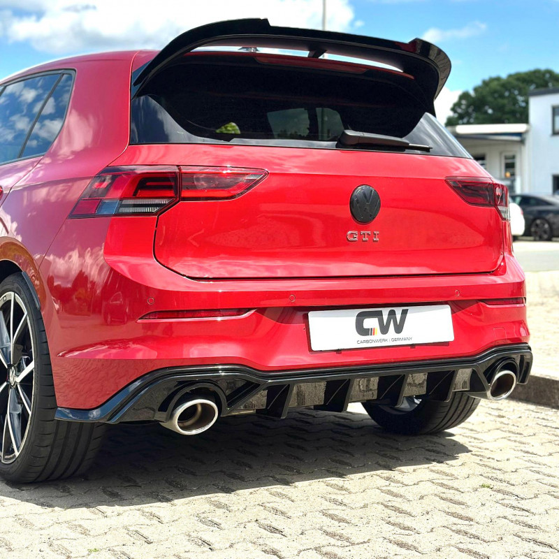 Carbonteile Tuning 2409 - Diffusor Heckdiffusor Heck Ansatz ABS Glanz Schwarz passend für Volkswagen VW Golf 8 GTI nicht R