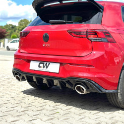 Carbonteile Tuning 2409 - Diffusor Heckdiffusor Heck Ansatz ABS Glanz Schwarz passend für Volkswagen VW Golf 8 GTI nicht R