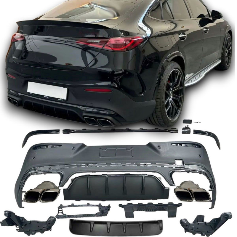 Carbonteile Tuning Heckdiffusor Diffusor ABS Chrom passend für Mercedes Benz GLC-Klasse C254 Coupe mit AMG-Line - 3090