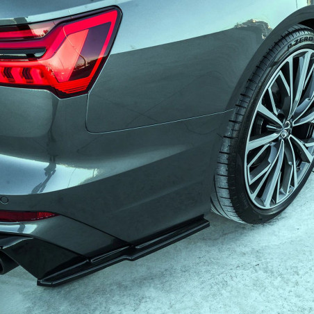 Carbonteile Tuning Hecksplitter Heckansatz Flaps Diffusor seitlich ABS schwarz glänzend passend für Audi A6 C8 S-Line + S6 C8...