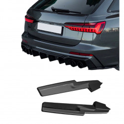 Carbonteile Tuning Hecksplitter Heckansatz Flaps Diffusor seitlich ABS schwarz glänzend passend für Audi A6 C8 S-Line + S6 C8...
