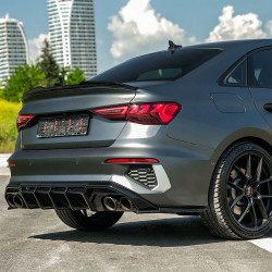 Carbonteile Tuning Heckspoiler Lippe Spoiler Flaps Aufsatz ABS Glanz Schwarz passend für AUDI RS3 + S3 + A3 8Y Limousine - 4005