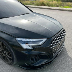 Carbonteile Tuning Frontlippe Spoiler Lippe Schwert Frontspoiler V2 ABS Glanz für AUDI S3 + A3 8Y S-Line Limousine + Sportbac...