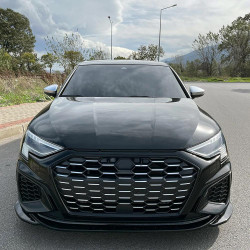 Carbonteile Tuning Frontlippe Spoiler Lippe Schwert Frontspoiler V2 ABS Glanz für AUDI S3 + A3 8Y S-Line Limousine + Sportbac...