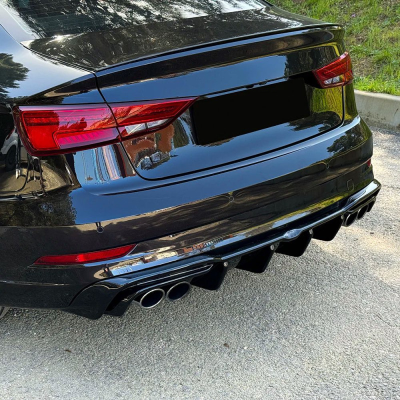 Carbonteile Tuning Heckdiffusor Diffusor ABS Glanz für AUDI S3 + A3 8V S-Line Limousine Facelift - 4011