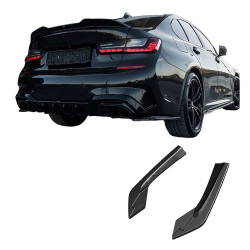 Pièces en carbone Tuning Hecksplitter Heckansatz Flaps Diffusor seitlich ABS schwarz glänzend passend für BMW 3er G20 G21 Vor...