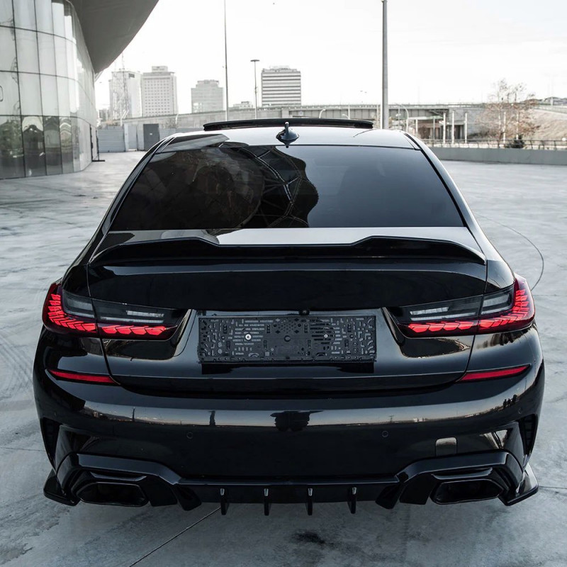 Carbonteile Tuning Heckdiffusor Diffusor Heck Ansatz ABS schwarz glänzend passend für BMW G20 G21 M340i + M340d - 4014