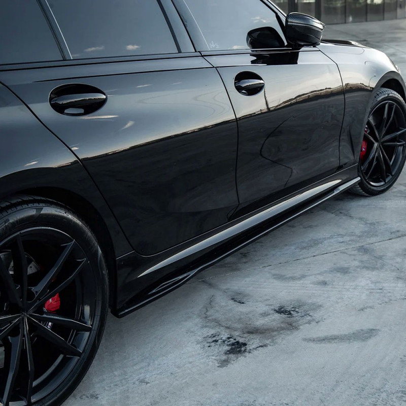 Carbonteile Tuning Sideskirts Seitenschweller Ansätze ABS schwarz glänzend passend für BMW 3er G20 G21 mit MPaket - 4015