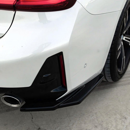 Carbonteile Tuning Hecksplitter Heckansatz Flaps Diffusor seitlich ABS schwarz glänzend passend für BMW 3er G20 G21 Facelift ...