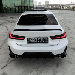 Carbonteile Tuning Hecksplitter Heckansatz Flaps Diffusor seitlich ABS schwarz glänzend passend für BMW 3er G20 G21 Facelift ...