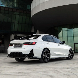 Carbonteile Tuning Hecksplitter Heckansatz Flaps Diffusor seitlich ABS schwarz glänzend passend für BMW 3er G20 G21 Facelift ...