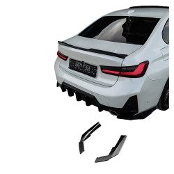 Carbonteile Tuning Hecksplitter Heckansatz Flaps Diffusor seitlich ABS schwarz glänzend passend für BMW 3er G20 G21 Facelift ...