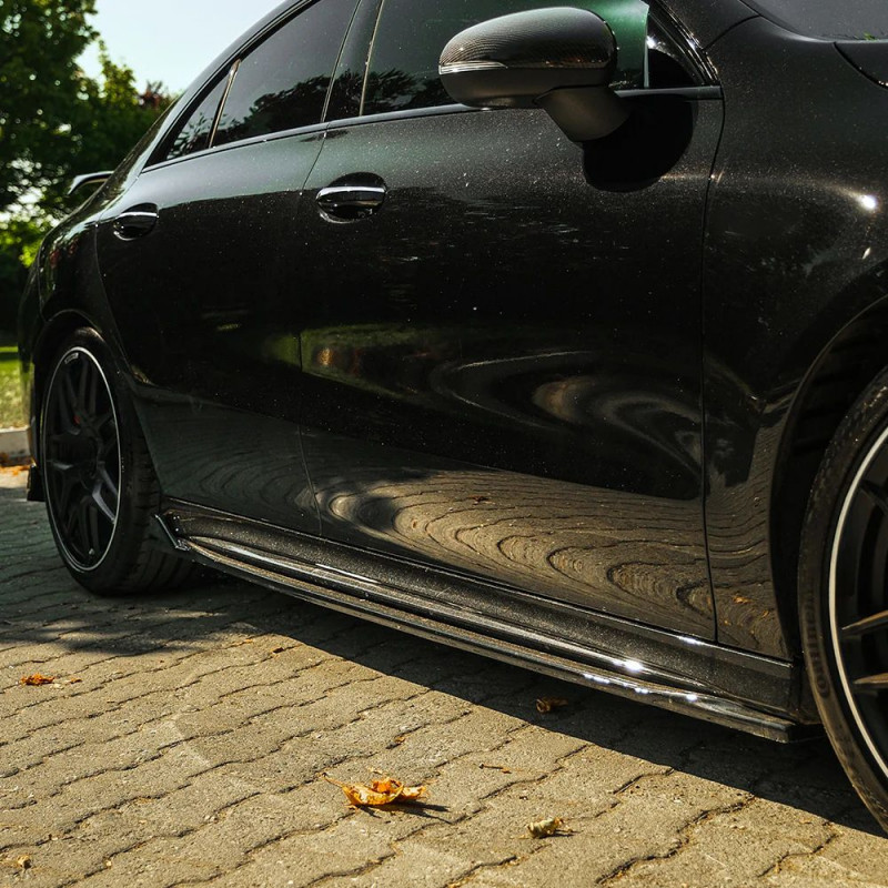 Carbonteile Tuning Sideskirts Seitenschweller Ansätze ABS schwarz glänzend passend für Mercedes Benz CLA Klasse C118 W118 CLA...