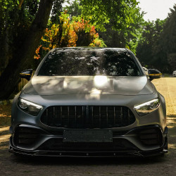Carbonteile Tuning Frontlippe Lippe Schwert Spoiler ABS Glanz für Mercedes Benz A Klasse W177 V177 A45 AMG Facelift - 4023