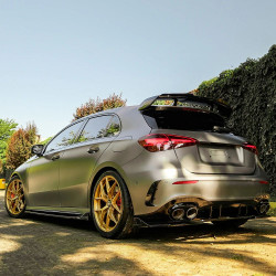 Carbonteile Tuning Hecksplitter Heckansatz Flaps Diffusor ABS schwarz glänzend passend für Mercedes Benz A Klasse W177 V177 A...