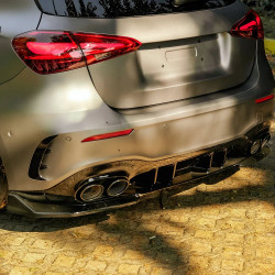 Carbonteile Tuning Hecksplitter Heckansatz Flaps Diffusor ABS schwarz glänzend passend für Mercedes Benz A Klasse W177 V177 A...