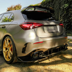 Carbonteile Tuning Hecksplitter Heckansatz Flaps Diffusor ABS schwarz glänzend passend für Mercedes Benz A Klasse W177 V177 A...