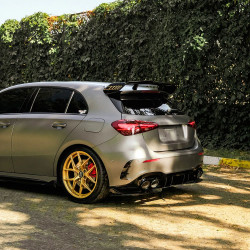 Carbonteile Tuning Hecksplitter Heckansatz Flaps Diffusor ABS schwarz glänzend passend für Mercedes Benz A Klasse W177 V177 A...