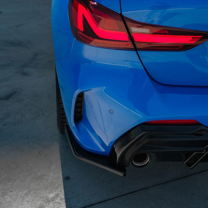 Carbonteile Tuning Hecksplitter Heckansatz Flaps Diffusor seitlich ABS schwarz glänzend passend für BMW 1er F40 mit MPaket + ...