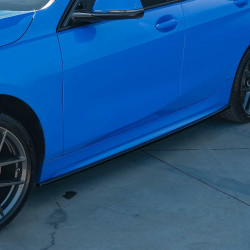 Carbonteile Tuning Sideskirts Seitenschweller Ansätze ABS schwarz glänzend passend für BMW 1er F40 mit MPaket + M135 - 4043