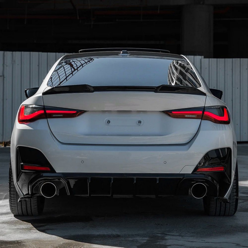 Carbonteile Tuning Heckdiffusor Diffusor Heck Ansatz ABS schwarz glänzend passend für BMW 4er G26 Gran Coupe - 4049