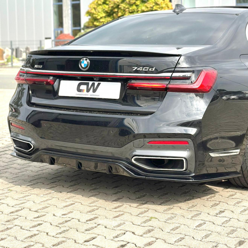 Carbonteile Tuning Heckdiffusor Diffusor Heck Ansatz ABS schwarz glänzend passend für BMW 7er G11 G12 LCI mit MPaket - 4068