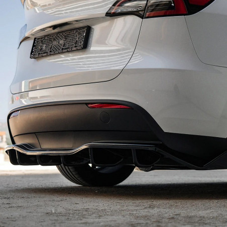 Carbonteile Tuning Diffusor Heckdiffusor Heck Ansatz ABS Glanz Schwarz passend für Tesla Model Y - 4084