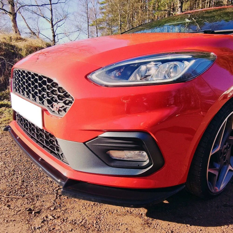 Carbonteile Tuning Frontlippe Lippe Schwert Frontspoiler Spoiler ABS Glanz Schwarz passend für FORD Fiesta MK8 ST + ST-Line -...