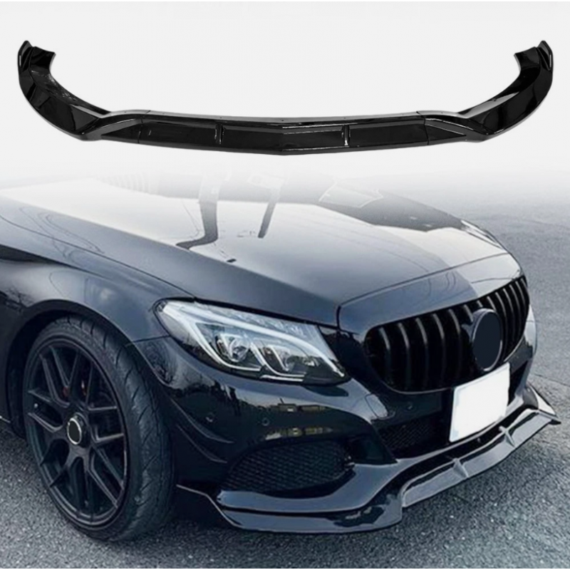 Carbonteile Tuning Frontlippe Lippe Schwert Spoiler ABS Glanz für Mercedes C-Klasse W205 S205 Limousine Kombi mit AMG Line - ...