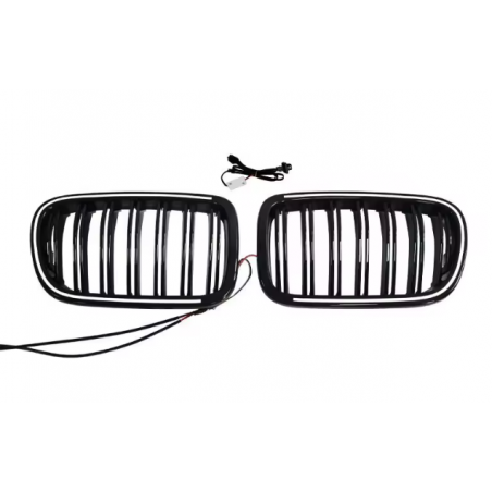 Carbonteile Tuning Nieren Grill Doppelsteg Kühler Beleuchtet ABS Glanz für BMW X3 F25 und X4 F26 Facelift - 4103