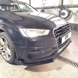 Carbonteile Tuning 1892 - Frontlippe Spoiler Lippe Schwert ABS schwarz glänzend passend für Audi A3 8V SLine + S3