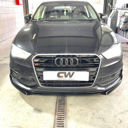 Carbonteile Tuning 1892 - Frontlippe Spoiler Lippe Schwert ABS schwarz glänzend passend für Audi A3 8V SLine + S3