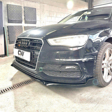 Carbonteile Tuning 1892 - Frontlippe Spoiler Lippe Schwert ABS schwarz glänzend passend für Audi A3 8V SLine + S3
