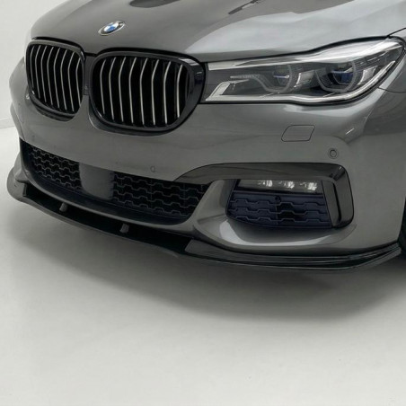 Pièces en carbone Tuning 1914- Frontlippe Spoiler Schwert Performance ABS schwarz glänzend passend für BMW 7er G11 Vorfacelif...