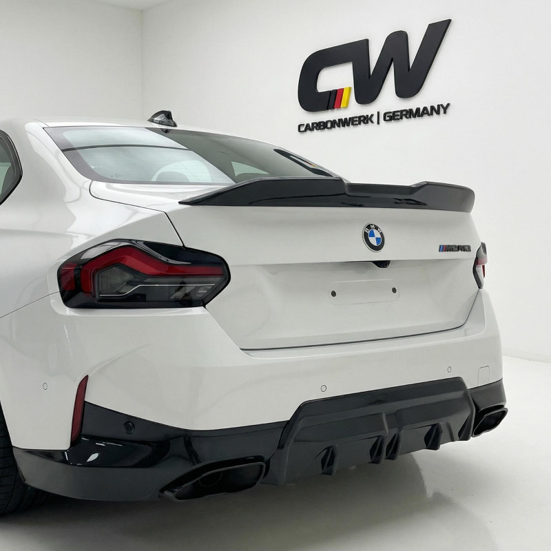 Carbonteile Tuning 1954 - Heckspoiler Spoiler Lippe PRO schwarz glänzend ABS passend für BMW 2er G42 + M240i + G87 M2